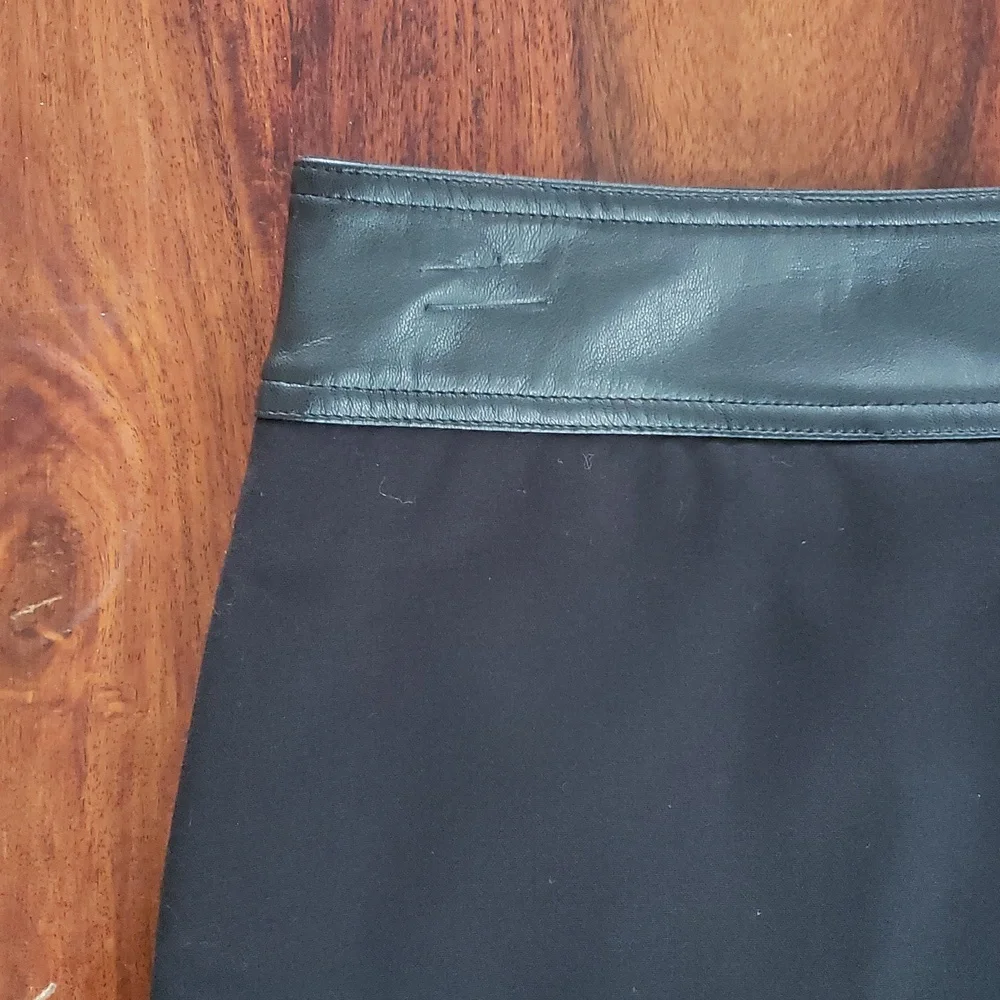 CALVIN KLEIN Black Pencil Skirt with Faux Leather Belt SIZE 14